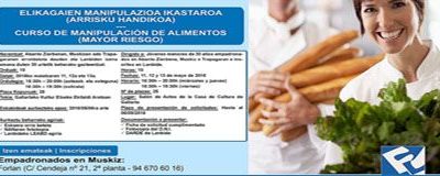 Curso de Manipulación de Alimentos (mayor riesgo) para Jóvenes