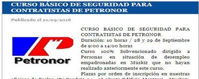 Curso Básico de Seguridad para Contratistas de PETRONOR